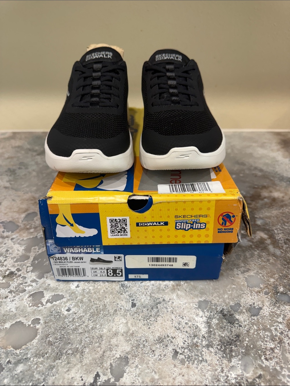 Skechers Black and White Women's Athletic Slip-On Sneakers